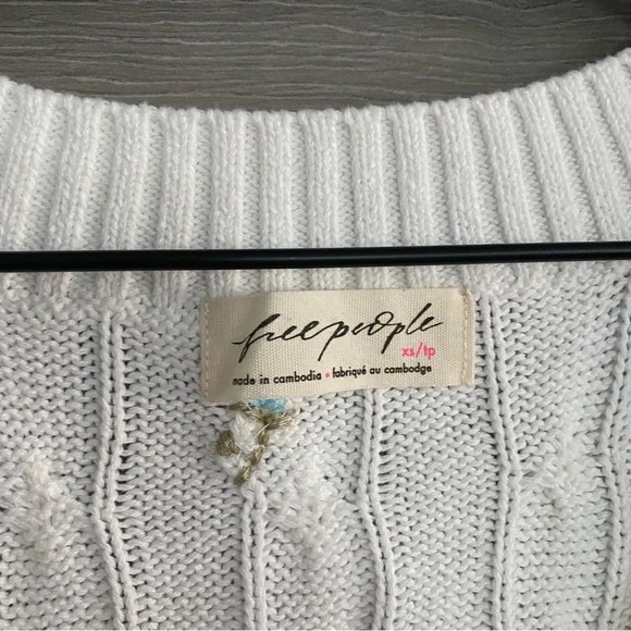 Free People Floral Embroidered Cable Vest - Picture 3 of 5